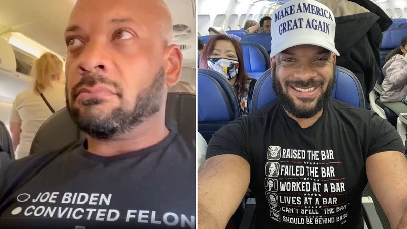 david harris jr on planes wearing rage bait attire