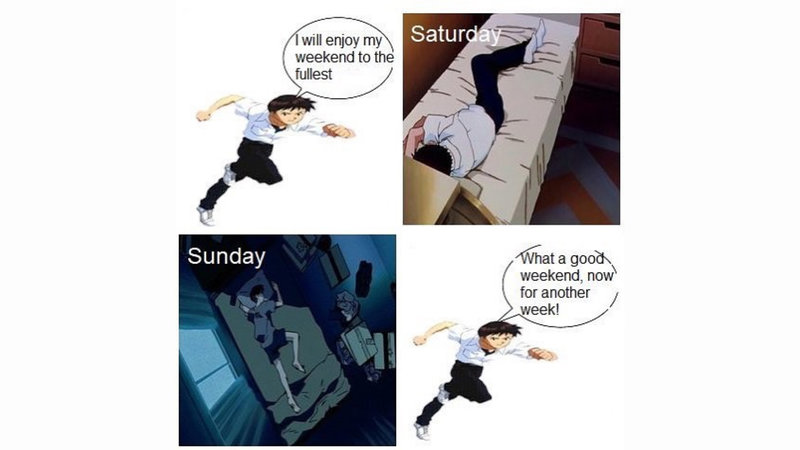 I Will Enjoy My Weekend to the Fullest meme example depicting someone sleeping all weekend.